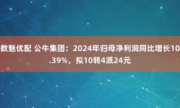 数魅优配 公牛集团：2024年归母净利润同比增长10.39%，拟10转4派24元